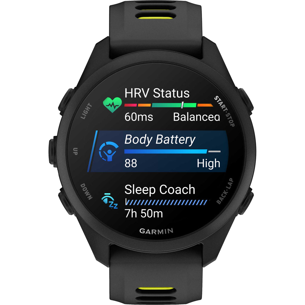 Garmin Forerunner 170 Music Schwarz – GPS-Laufuhr mit Musik, AMOLED-Display & 20 mm  Quick Release Amp Yellow
