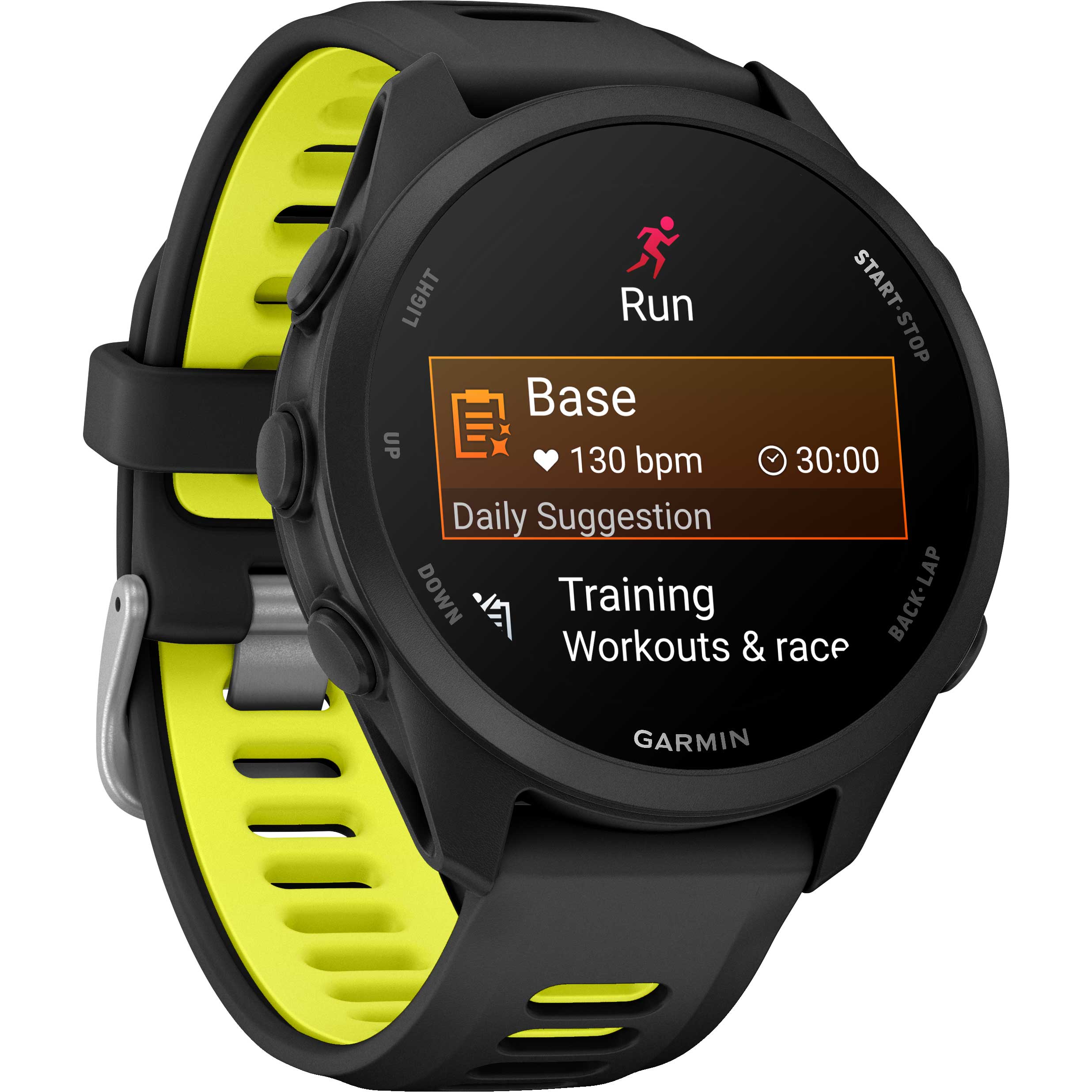 Garmin Forerunner 170 Music Schwarz – GPS-Laufuhr mit Musik, AMOLED-Display & 20 mm  Quick Release Amp Yellow