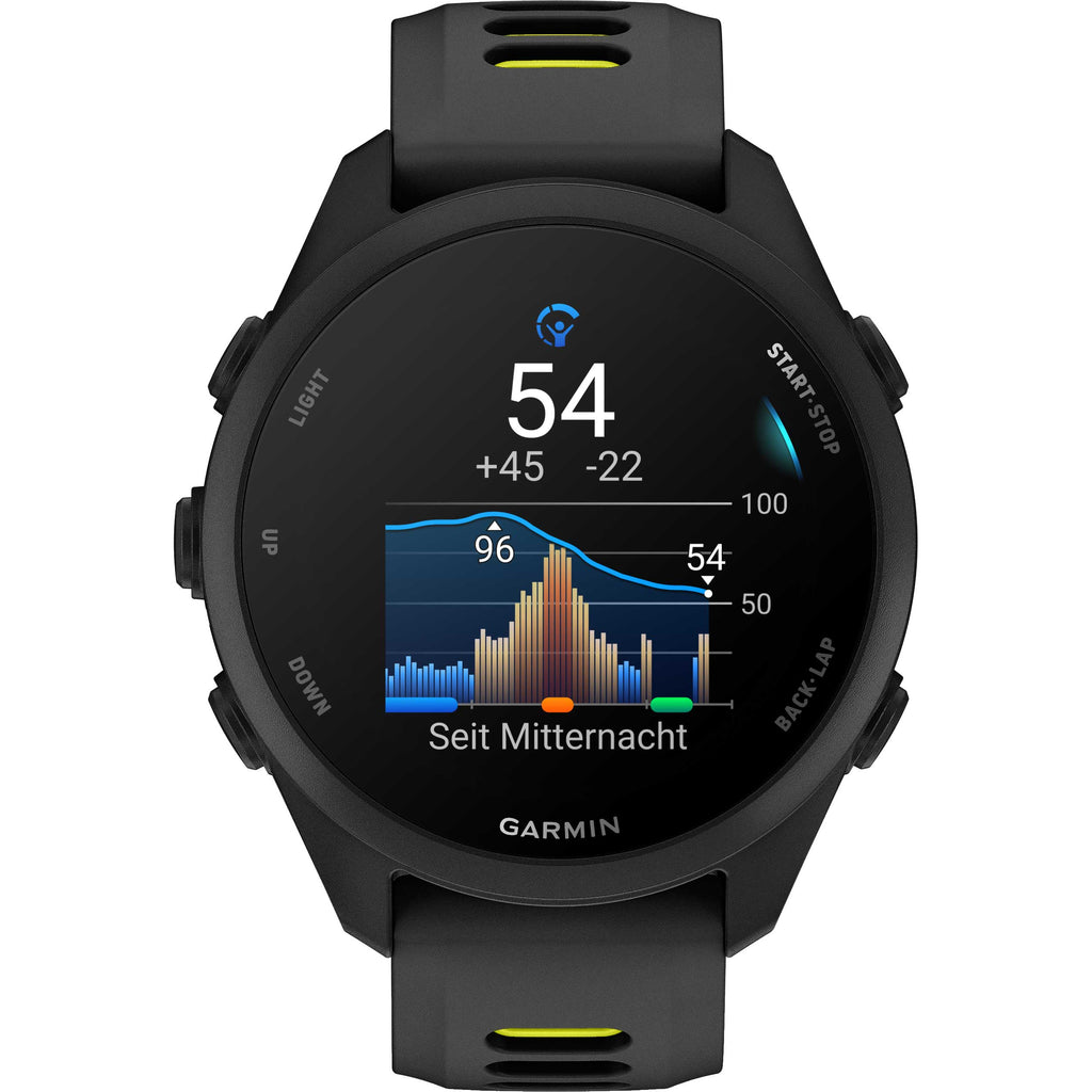 Garmin Forerunner 170 Music Schwarz – GPS-Laufuhr mit Musik, AMOLED-Display & 20 mm  Quick Release Amp Yellow