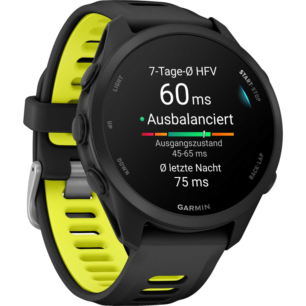 Garmin Forerunner 170 Music Schwarz – GPS-Laufuhr mit Musik, AMOLED-Display & 20 mm  Quick Release Amp Yellow