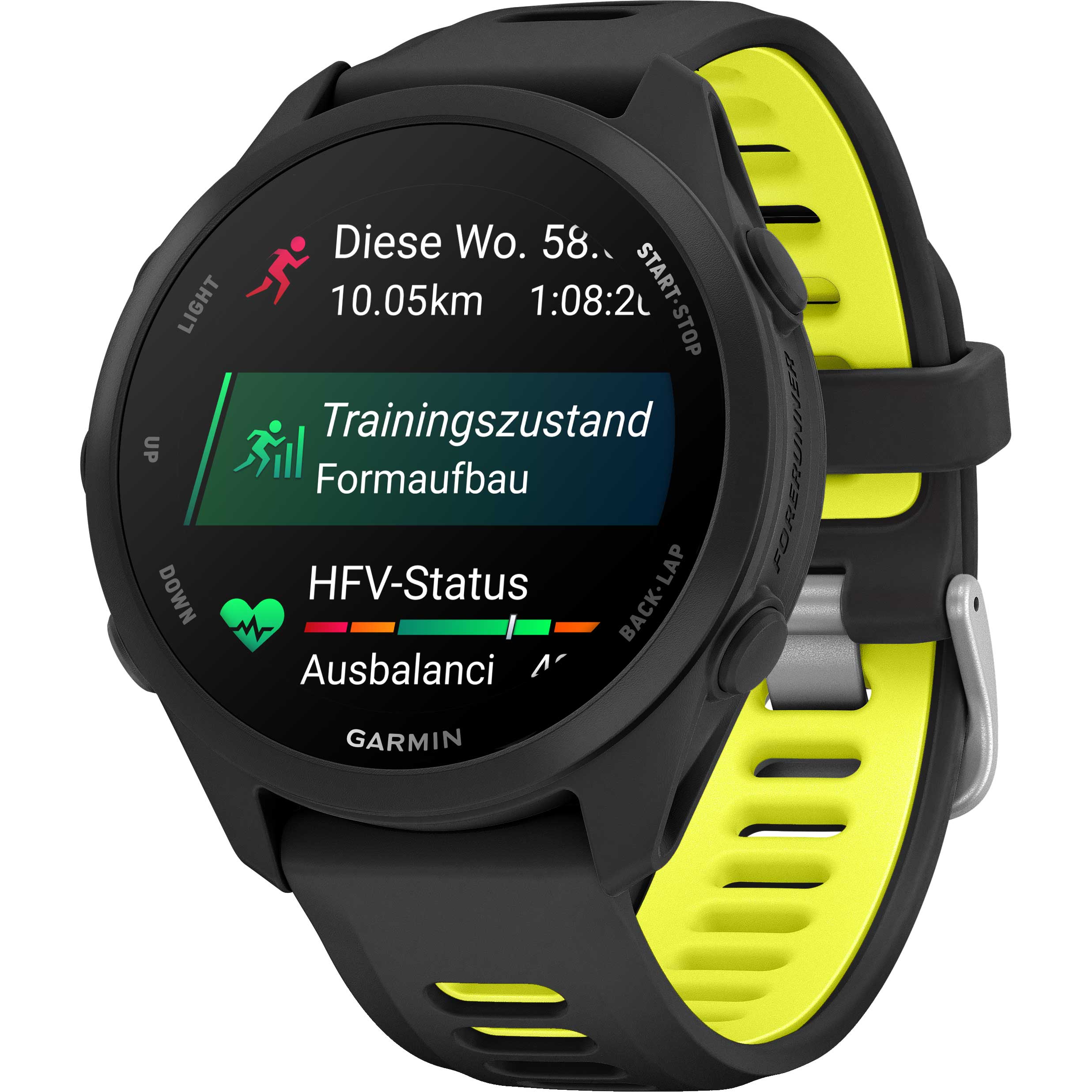 Garmin Forerunner 170 Music Bundle HRM 200 XS-S Schwarz – GPS-Laufuhr mit Musik, AMOLED-Display Amp Yellow