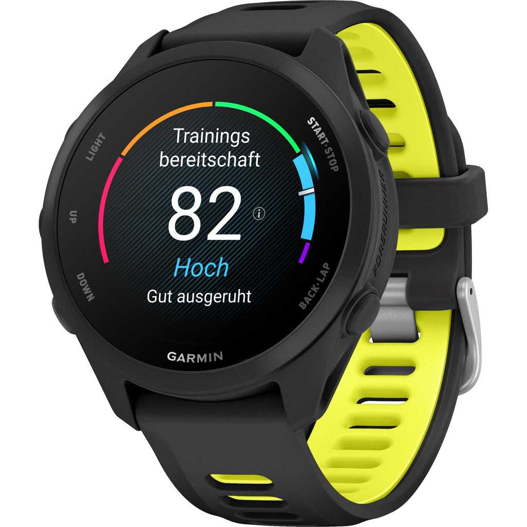 Garmin Forerunner 170 Music Bundle HRM 200 XS-S Schwarz – GPS-Laufuhr mit Musik, AMOLED-Display Amp Yellow